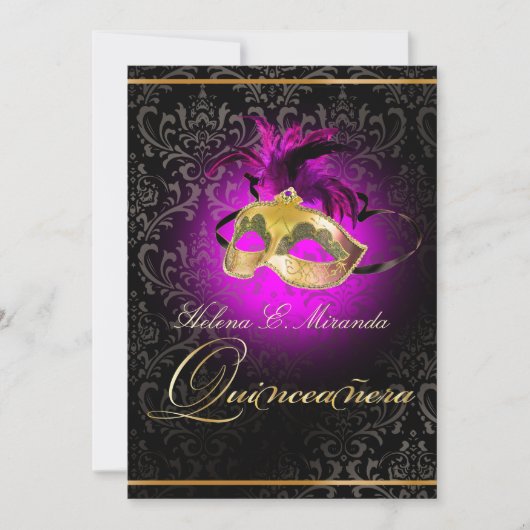Invitation PixDezines Quincenera/Magenta/Bricolage couleur !! (Devant)