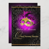 Invitation PixDezines Quincenera/Magenta/DO-IT-YOURSELF coule (Devant / Derrière)