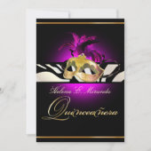 Invitation PixDezines Quincenera/Magenta Zebra/DO-IT-YOURSELF (Devant)