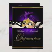 Invitation PixDezines Quincenera/Purple/ Zebra/DO-IT-YOURSELF (Devant / Derrière)
