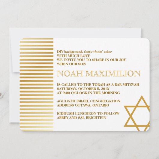 Invitation PixDezines rayures bar mitzvah/do-it-yourself coul (Dos)