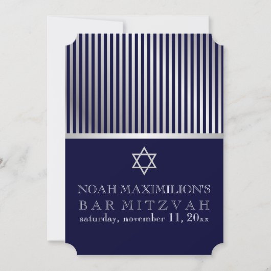 Invitation PixDezines rayures bar mitzvah/DO-IT-YOURSELF coul (Devant)