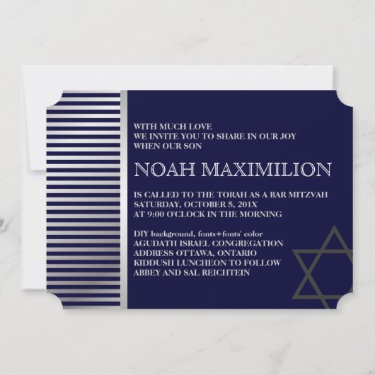 Invitation PixDezines rayures bar mitzvah/DO-IT-YOURSELF coul (Dos)