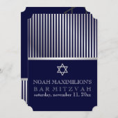 Invitation PixDezines rayures bar mitzvah/DO-IT-YOURSELF coul (Devant / Derrière)