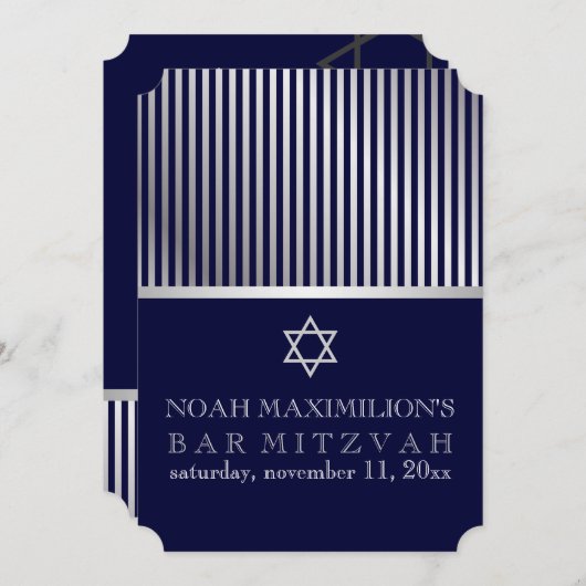 Invitation PixDezines rayures bar mitzvah/DO-IT-YOURSELF coul (Devant / Derrière)