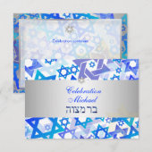 Invitation PixDezines réception bar-mitsva/bleu/argent (Devant / Derrière)