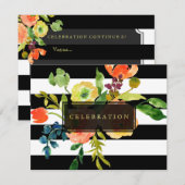 Invitation PixDezines réception mitzvah/DIYstripes/floral (Devant / Derrière)