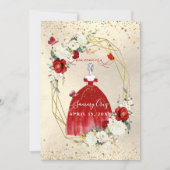 Invitation PixDezines Red Quinceanera H2 Albâtre Roses (Devant)