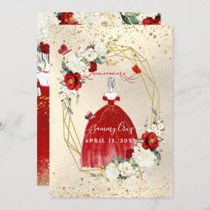 Invitation PixDezines Red Quinceanera H2 Albâtre Roses