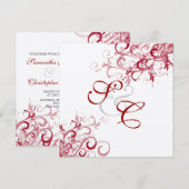 Invitation PixDezines Red Swirls/Fond DIY (Devant / Derrière)