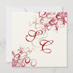 Invitation PixDezines Red Swirls/Fond DIY