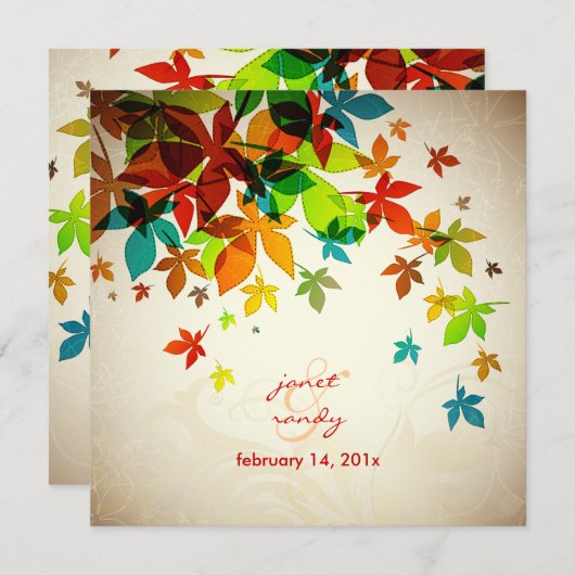 Invitation PixDezines Retro Maple Feuilles/mariage de automne (Devant / Derrière)