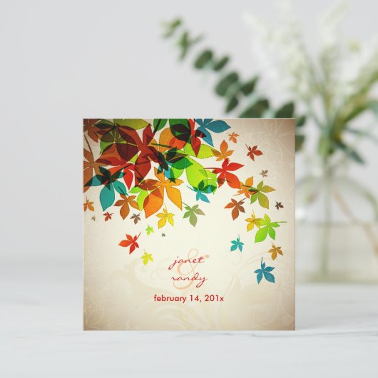 Invitation PixDezines Retro Maple Feuilles/mariage de automne (Debout devant)