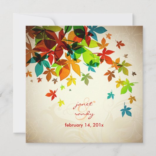 Invitation PixDezines Retro Maple Feuilles/mariage de automne (Devant)