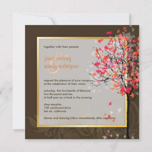 Invitation PixDezines RETRO MAPLE ROSE/DO-IT-YOURSELF ARRIÈRE (Dos)