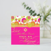 Invitation PixDezines rétro Mod Bulles, Bat Mitzvah (Debout devant)