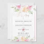 Invitation PixDezines Romantisme Épanoui, Fleurs Aquarelle (Devant)