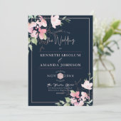 Invitation PixDezines Romantisme Épanoui, Fleurs Aquarelles (Debout devant)