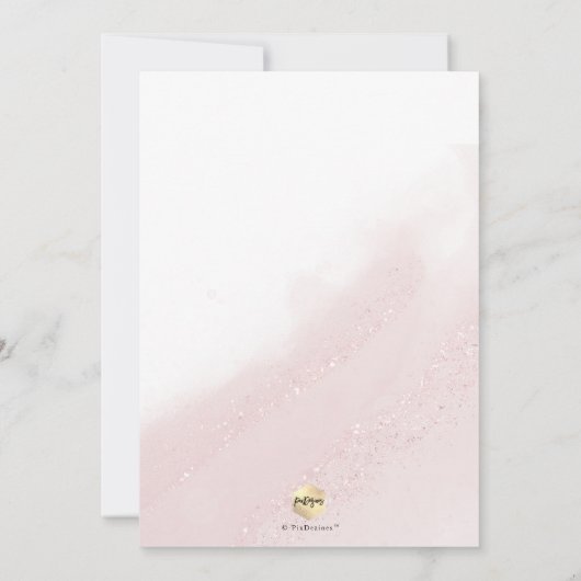 Invitation PixDezines Rose Baptême d'or+1er anniversaire (Dos)