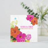 Invitation PixDezines rose chaud+hibiscus orange/arrière - pl (Debout devant)