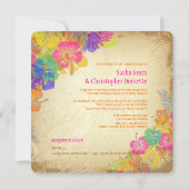 Invitation PixDezines rose chaud+hibiscus orange+monstère (Dos)