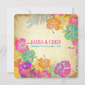 Invitation PixDezines rose chaud+hibiscus orange+monstère (Devant)