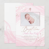Invitation PixDezines Rose Gold Celtic Cross Baptism (Devant / Derrière)