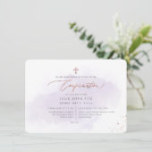 Invitation PixDezines Rose Gold H2 Confirmation Lavée Violet (Debout devant)