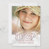 Invitation PixDezines Rose Gold/Marble Graduation (Devant)