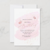 Invitation PixDezines Rose Gold Pink Butterflies Aquarelle (Dos)