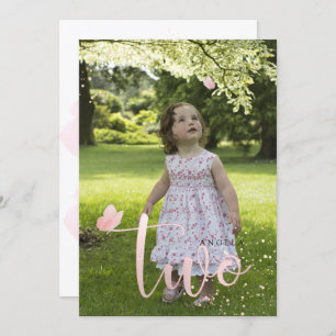 Invitation PixDezines Rose Gold Pink Butterflies Aquarelle