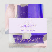 Invitation PixDezines Rose Gold+Purple Will You .. Bridesmaid (Devant / Derrière)