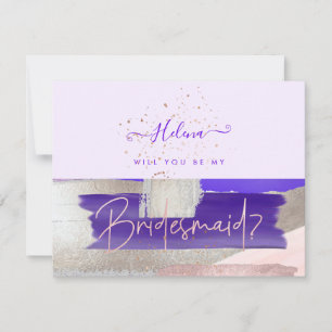 Invitation PixDezines Rose Gold + Violet Demande de demoisell