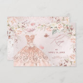 Invitation PixDezines Rose Parties scintillant or Gown Sweet  (Devant / Derrière)
