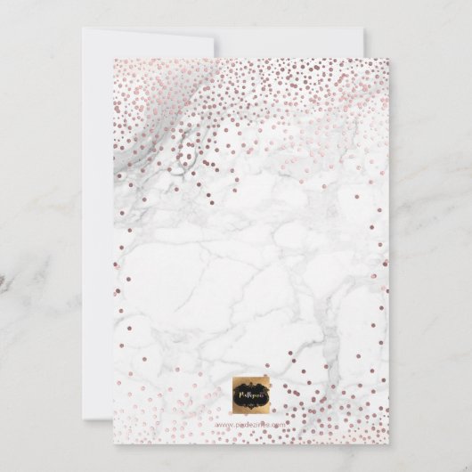 Invitation PixDezines Roses de marbre+Faux points d'or/Baptêm (Dos)