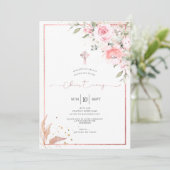 Invitation PixDezines Roses rose saumon baptême (Debout devant)