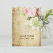 Invitation PixDezines roses vintages/parchemin (Debout devant)