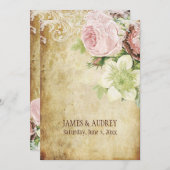 Invitation PixDezines roses vintages/parchemin (Devant / Derrière)