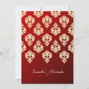 Invitation PixDezines Rossellini Damask, ivoire + Velvet roug