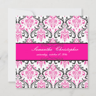 Invitation PixDezines Rossi Damask, Black+Pink