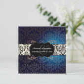 Invitation PixDezines Rossi Damask, bleu de minuit (Debout devant)