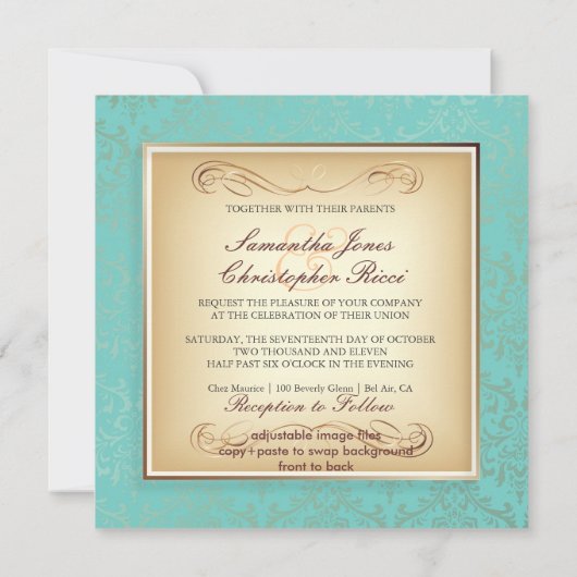 Invitation PixDezines Rossi Damask/DO-IT-YOURSELF couleur arr (Dos)