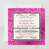 Invitation PixDezines Rossi Damask, Hot Pink (Dos)