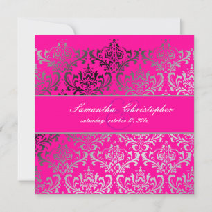 Invitation PixDezines Rossi Damask, Hot Pink