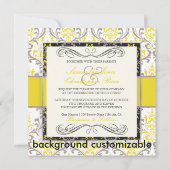 Invitation PixDezines Rossi Damask, Jaune+Mauve (Dos)