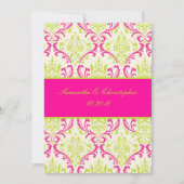 Invitation PixDezines Rossi, Damask / Lime+Fuschia (Devant)