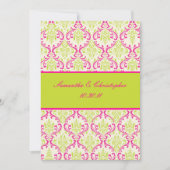 Invitation PixDezines Rossi, Damask / Lime+Fuschia (Devant)