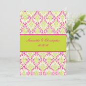 Invitation PixDezines Rossi, Damask / Lime+Fuschia (Debout devant)
