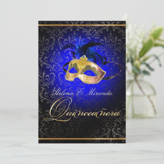 Invitation PixDezines Rossi Damask/Masquerade/DO-IT-YOURSELF/ (Debout devant)