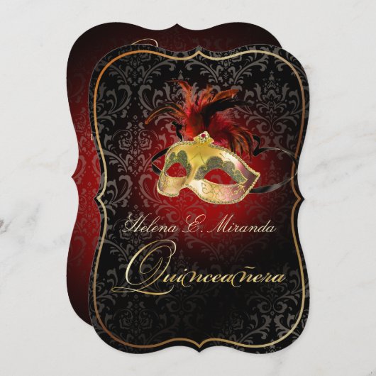 Invitation PixDezines Rossi Damask/Masquerade/do-it-yourself/ (Devant / Derrière)